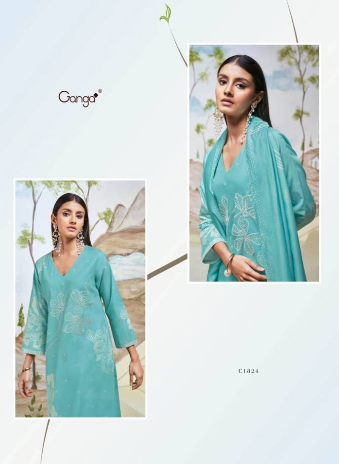 Hiba By Ganga Embroidery Premium Cotton Dress Material Wholesale Shop In Surat
